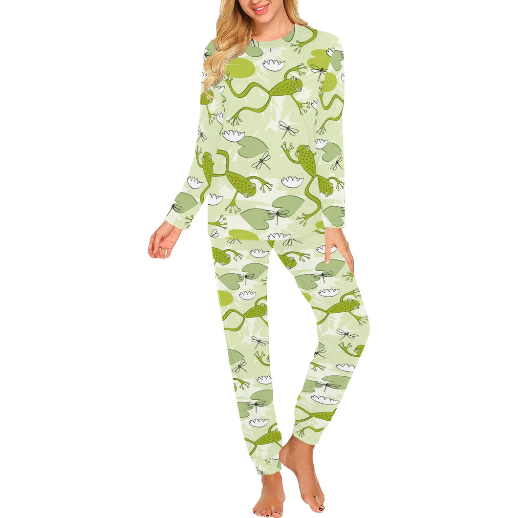 Cute frog dragonfly pattern Women's All Over Print Pajama Set