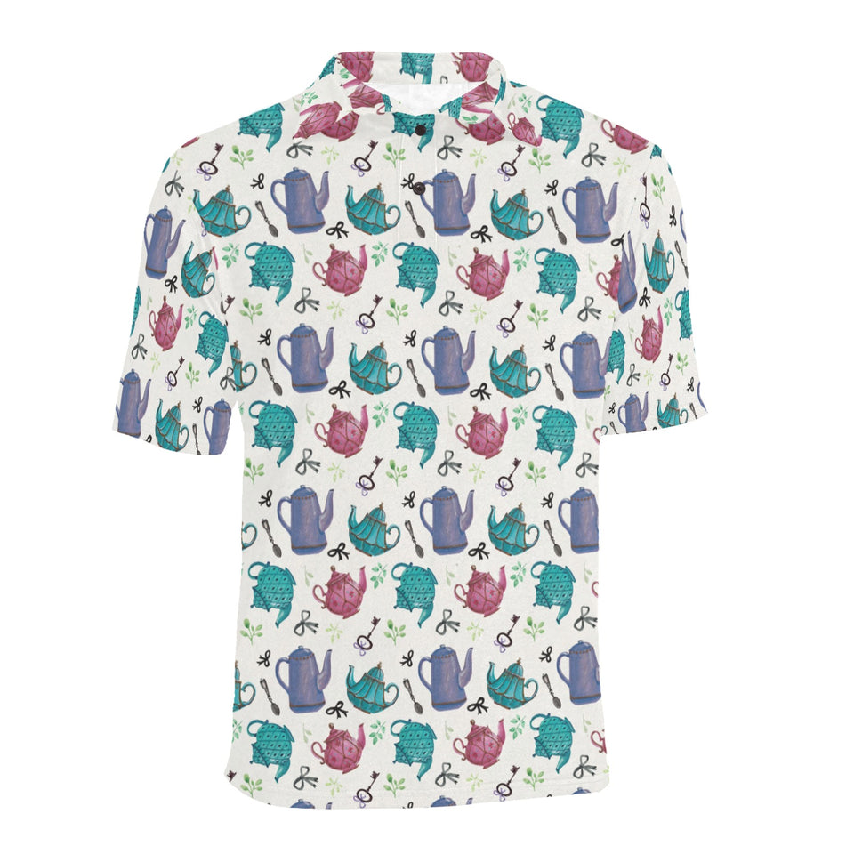 Tea pots Pattern Print Design 05 Men's All Over Print Polo Shirt