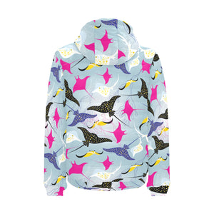 Stingray Pattern Print Design 01 Men's Padded Hooded Jacket