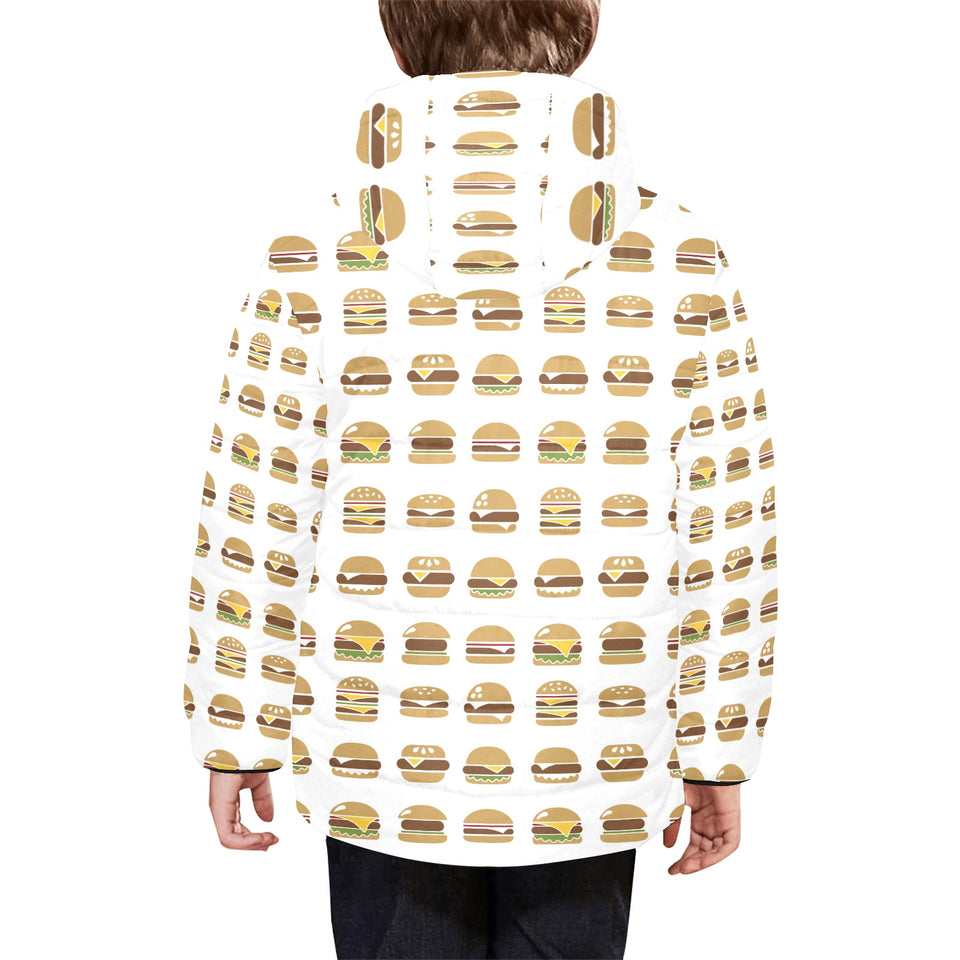 Hamburger Pattern Print Design 02 Kids' Boys' Girls' Padded Hooded Jacket