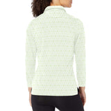 Cucumber pattern background Women's Long Sleeve Polo Shirt