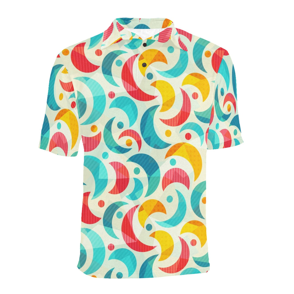 Colorful moon pattern Men's All Over Print Polo Shirt
