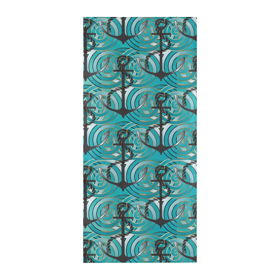 Anchor nautical green background Beach Towel
