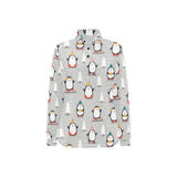 Cute Penguin christmas pattern Women's Long Sleeve Polo Shirt