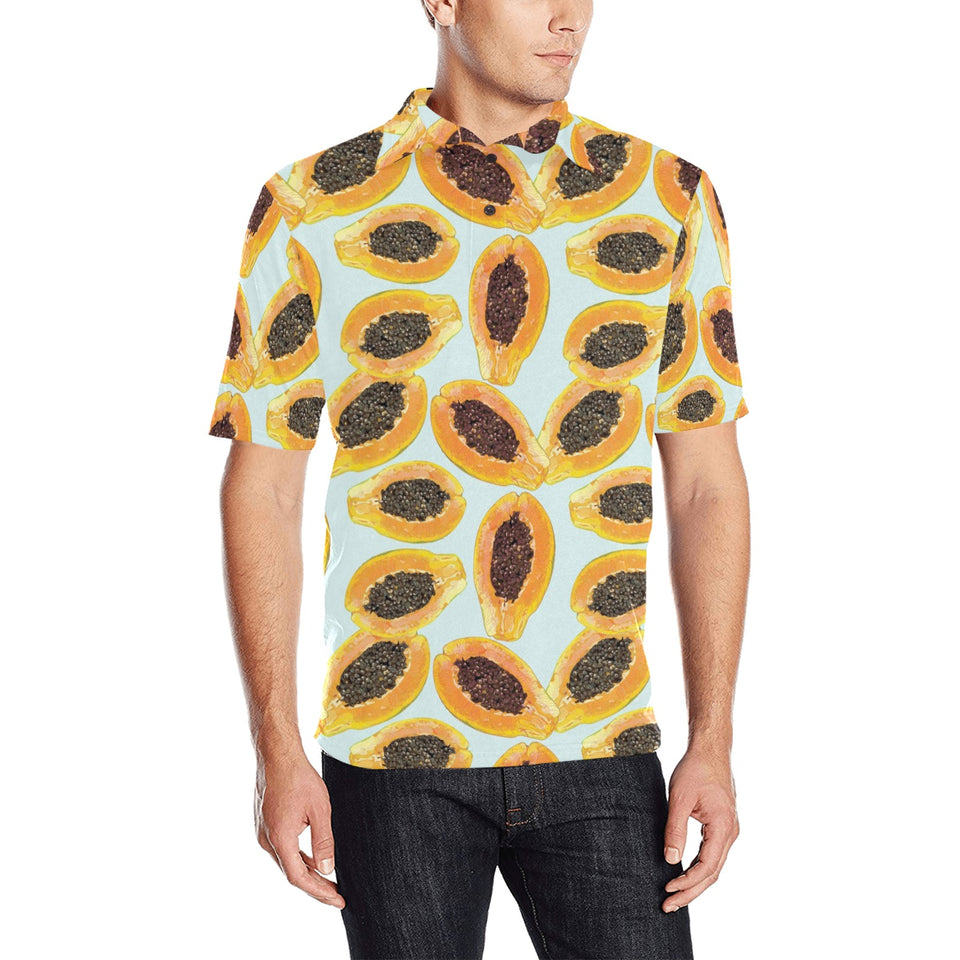 Watercolor papaya pattern Men's All Over Print Polo Shirt