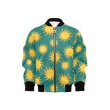Sun green background Kids' Boys' Girls' Bomber Jacket