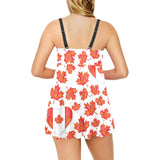 Canada Pattern Print Design 02 Chest Sexy Pleated Two Piece Swim Dress