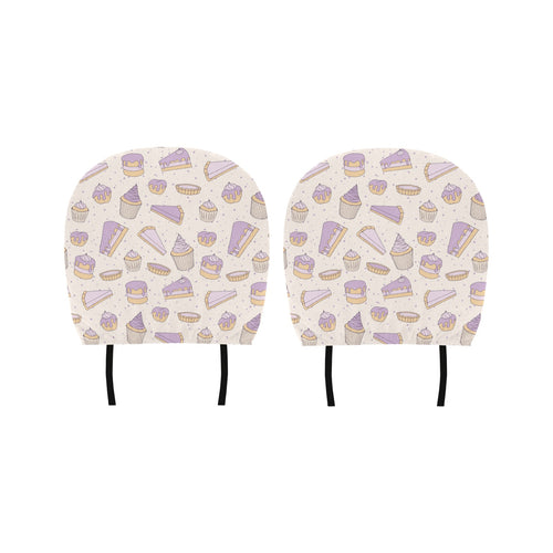 Cakes pies tarts muffins and eclairs purple bluebe Car Headrest Cover