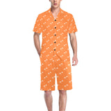 Engine Piston Orange Background Pattern Design 05 Men's V-Neck Short Pajama Set