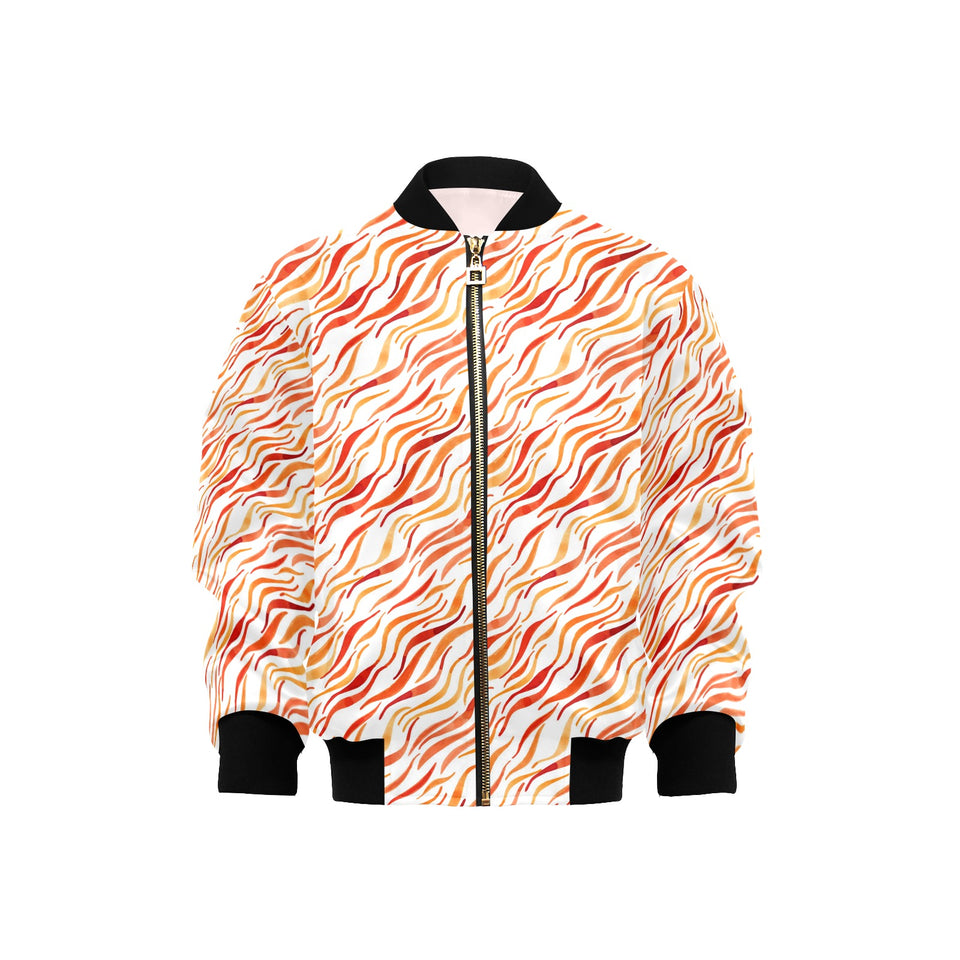 Fire flame watercolor pattern Kids' Boys' Girls' Bomber Jacket