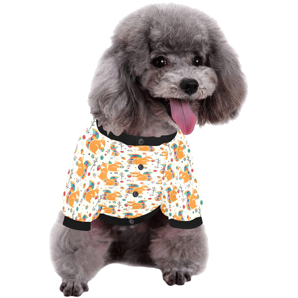 Squirrel Pattern Print Design 04 All Over Print Pet Dog Round Neck Fuzzy Shirt