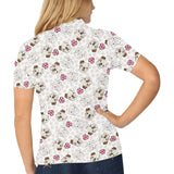 English Bulldog Pattern Print Design 01 Women's All Over Print Polo Shirt