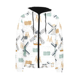 windmill pattern Men's Padded Hooded Jacket