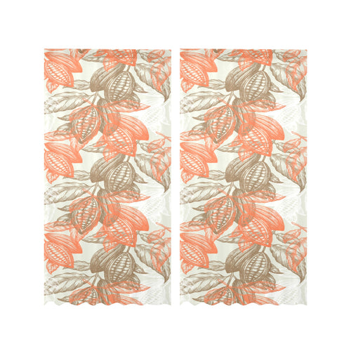 Cocoa beans Cocoa tree pattern Gauze Curtain
