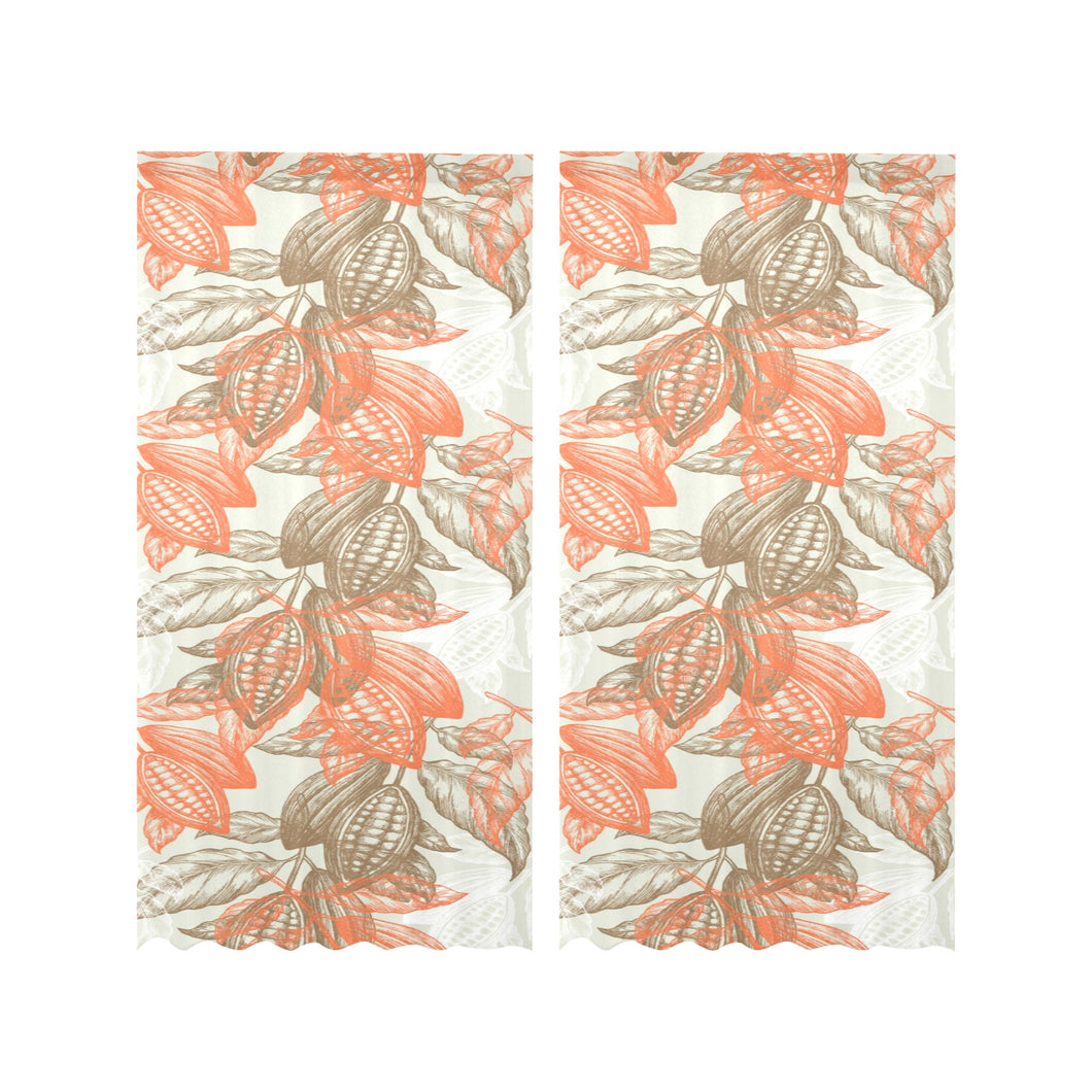 Cocoa beans Cocoa tree pattern Gauze Curtain