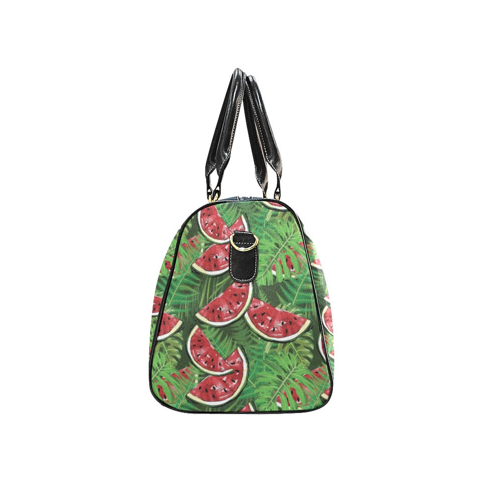 Watermelons tropical palm leaves pattern backgroun Travel Bag