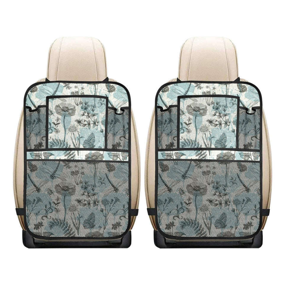 Dragonfly Butterfly Plants insect flower vintage s Car Seat Back Organizer