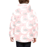 Cute moon cloud star pattern pink dot background Kids' Boys' Girls' Padded Hooded Jacket