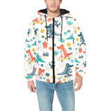 Cute Crocodile Pattern Men's Padded Hooded Jacket