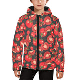 Tomato black background Kids' Boys' Girls' Padded Hooded Jacket