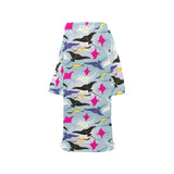 Stingray Pattern Print Design 01 Blanket Robe with Sleeves