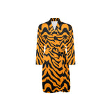 Bengal tigers skin print pattern Men's Long Sleeve Belted Night Robe