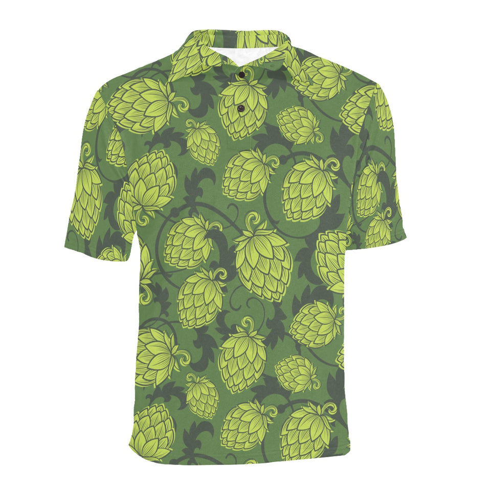 Hop pattern Hop cone background Men's All Over Print Polo Shirt