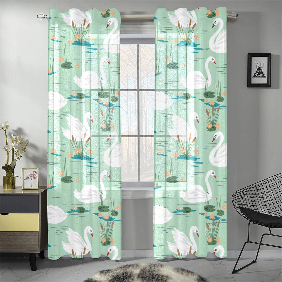 White swan lake pattern Gauze Curtain
