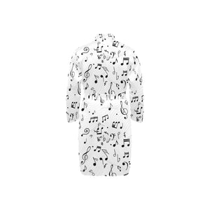 Music Notes Pattern Print Design 04 Men's Long Sleeve Belted Night Robe
