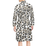 Leopard skin print pattern Men's Long Sleeve Belted Night Robe