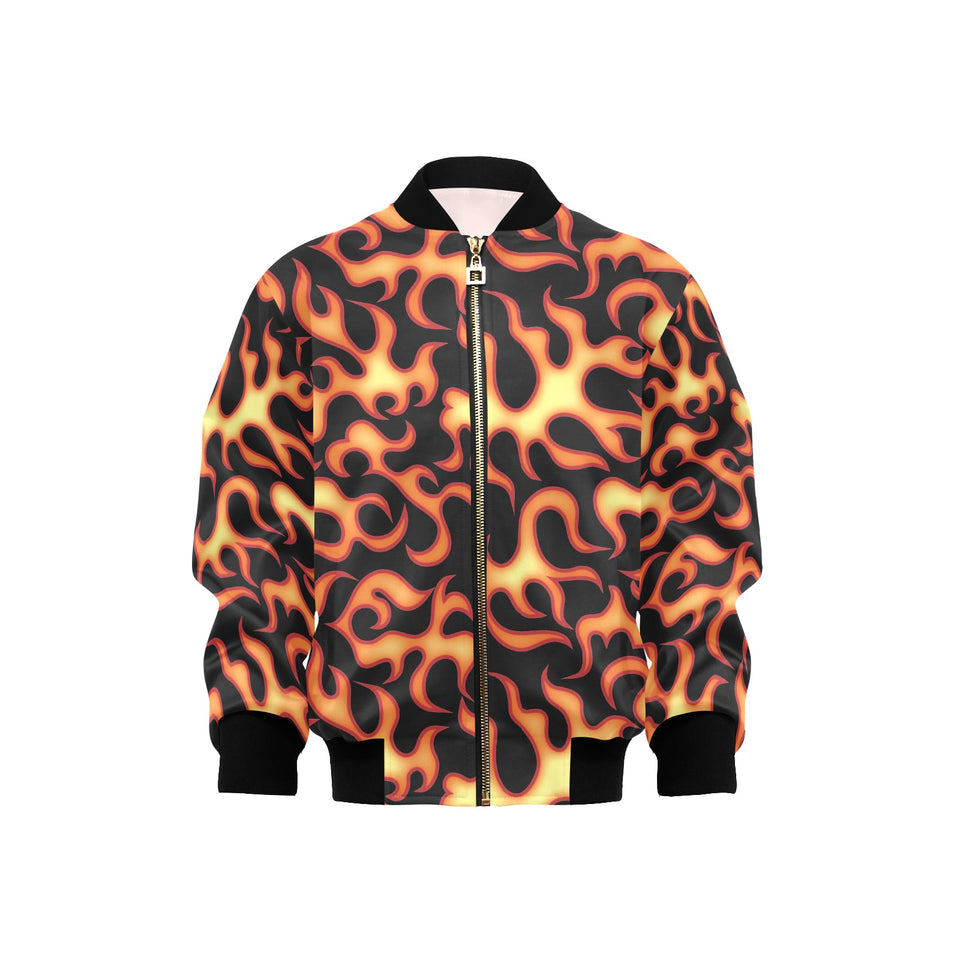 Fire flame dark pattern Kids' Boys' Girls' Bomber Jacket
