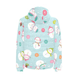 Cute snowman snowflake pattern Men's Padded Hooded Jacket