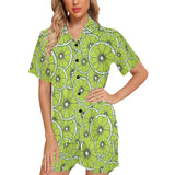 Slices of Lime design pattern Women's V-Neck Short Pajama Set