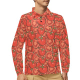 Red Tomato Pattern Men's Long Sleeve Polo Shirt