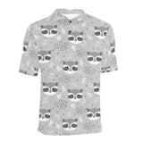 Cute raccoons leaves dot Men's All Over Print Polo Shirt