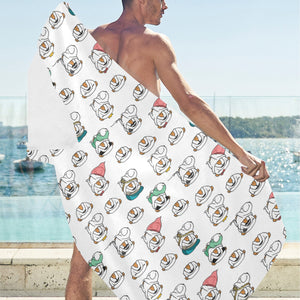 English Bulldog Pattern Print Design 03 Beach Towel