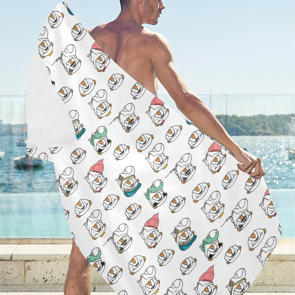 English Bulldog Pattern Print Design 03 Beach Towel