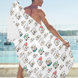 English Bulldog Pattern Print Design 03 Beach Towel
