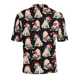 Christmas Pugs Santa_s red cap pattern Men's All Over Print Polo Shirt