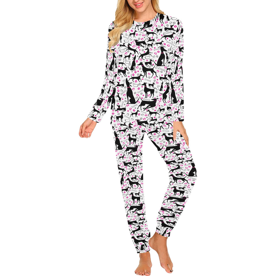 Greyhound Pattern Print Design 02 Women's All Over Print Pajama Set