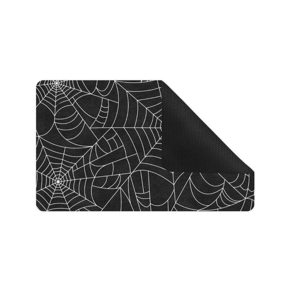Spider web pattern Black background white cobweb Doormat