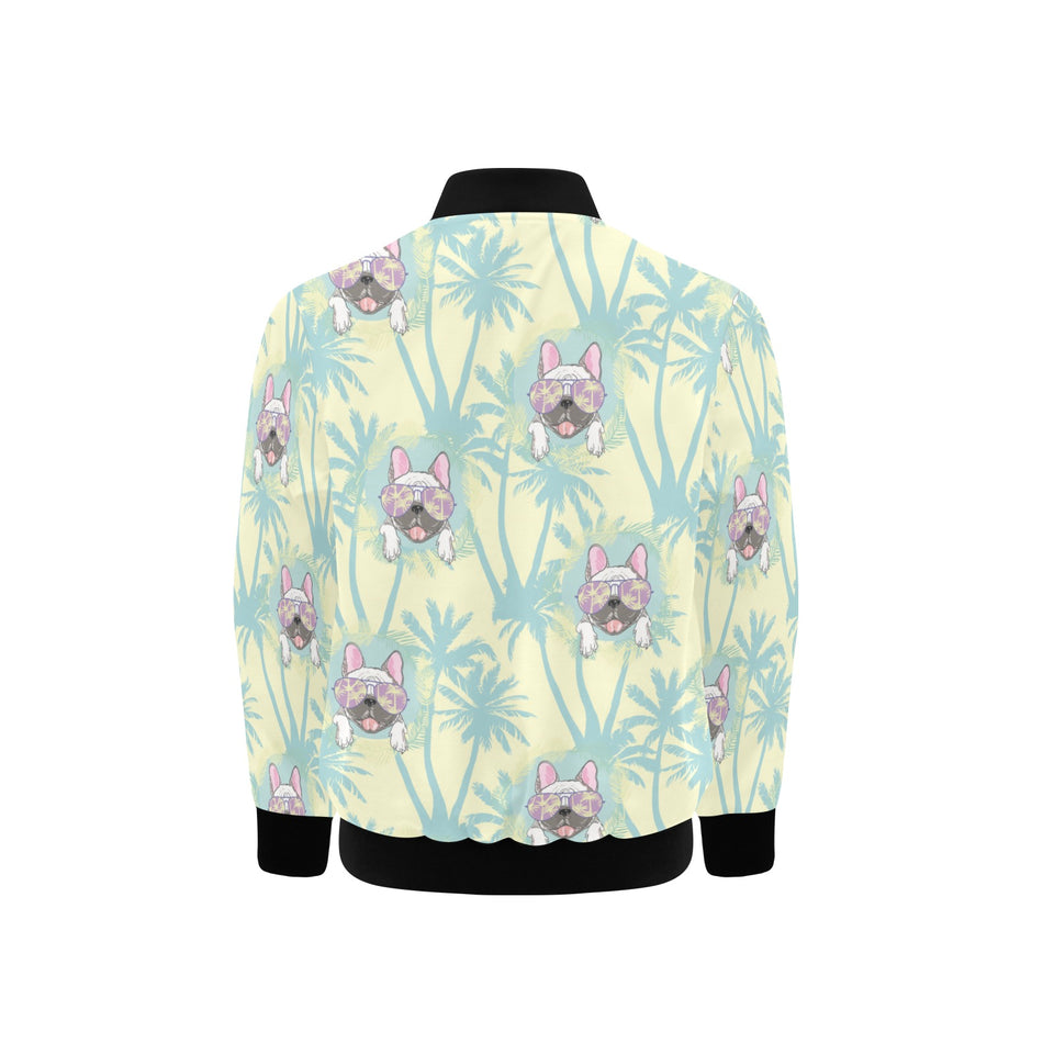 French bulldog hawaii blackground Kids' Boys' Girls' Bomber Jacket