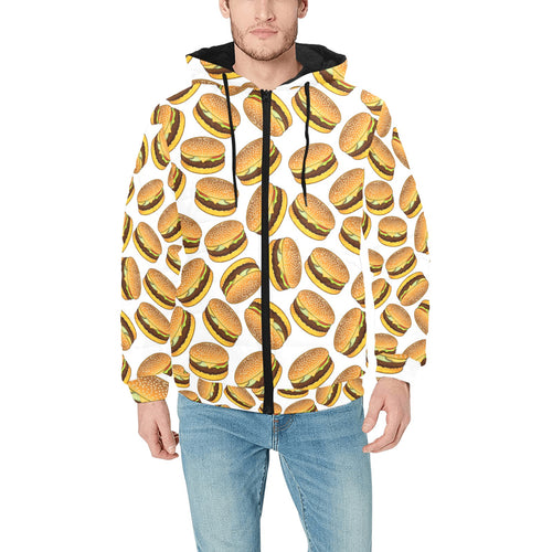 Hamburger Pattern Print Design 03 Men's Padded Hooded Jacket