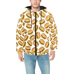 Hamburger Pattern Print Design 03 Men's Padded Hooded Jacket