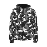 Crow illustration pattern Men's Padded Hooded Jacket