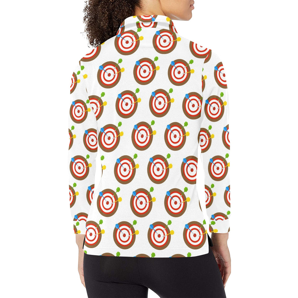 Darts Pattern Print Design 04 Women's Long Sleeve Polo Shirt