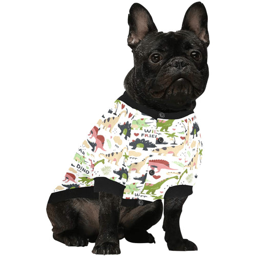 Cute dinosaurs pattern All Over Print Pet Dog Round Neck Fuzzy Shirt