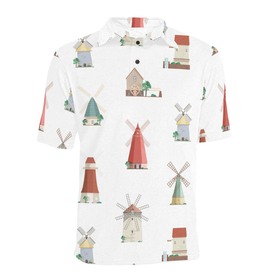 windmill design pattern Men's All Over Print Polo Shirt