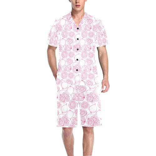 Sketch guava pattern Men's V-Neck Short Pajama Set