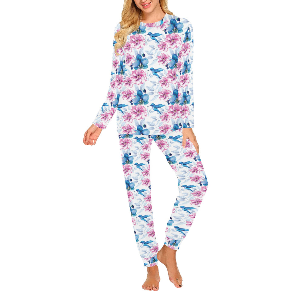 Hummingbird Pattern Print Design 02 Women's All Over Print Pajama Set